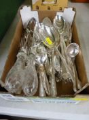 Quantity of clean EPNS cutlery and a pair of glass handled salad servers