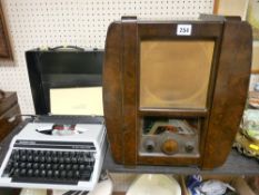 Ekco vintage wireless and a portable typewriter