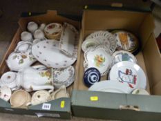Two boxes of miscellaneous teaware and other porcelain including Old Country Roses