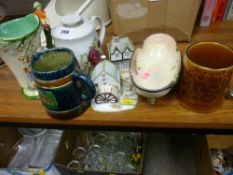 Parcel of miscellaneous porcelain including Myott jug, Worcester pedestal bowl (restoration),