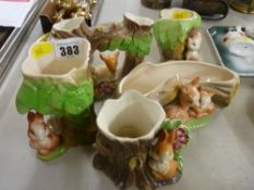 Five Hornsea/Eastgate pottery fauna vases