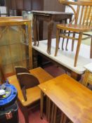 Glass topped nest of three tables, bentwood armchair, two tier occasional table, teak nest of five