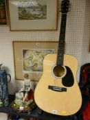Squire fender model no. 093-0300-021 acoustic guitar on a stand