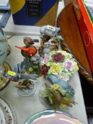 Parcel of garden bird ornaments, china posies etc