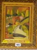 CATHERINE BAKER oil on board - abstract, entitled label verso 'After Work - Hackney Wick, Sketch