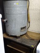 Vintage mangle, wash boiler, two galvanized tin baths etc