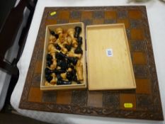 Timber chess board and pieces