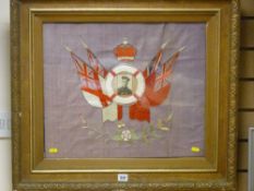 Framed First World War silk embroidery