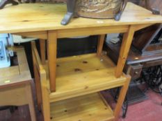 Pine coffee table and a two tier drinks trolley