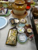 Earthenware and miscellaneous cabinet china, treen ware including Oriental finger bowls, ivorex