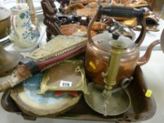 Mixed collection of vintage brass and copperware etc