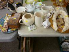 Mixed selection of decorative pottery porcelain teaware, decorative lidded box etc