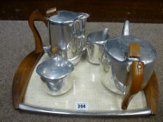 Five piece Picquot tea service including tray