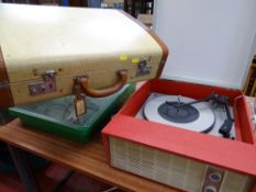 Vintage electric portable record player and a vintage Victor case E/T