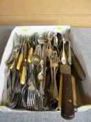 Mixed quantity of vintage EPNS and other cutlery, scissors and nutcrackers etc