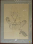 TESSA M STONE sketch of a child with teddy bear, signed, 57 x 40 cms