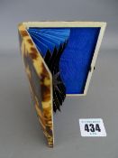 Victorian tortoiseshell card case having chased decorated white metal mounts (central star and one