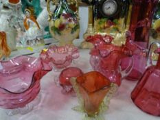 Fine parcel of antique cranberry glassware