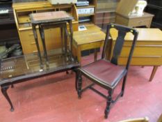 Light wood two drawer chest, square top occasional table and three miscellaneous side tables (a