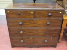 Mahogany chest of two over three drawers with turned knobs
