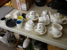 Tuscan bone china part teaset with teapot and a quantity of Susie Cooper designed coffee cans and