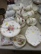 Crown Staffs floral decorated comport and a mixed quantity of vintage and other teaware