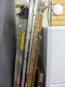 Youngman three way combination ladder, metal seven tread stepladder, wooden seven tread stepladder