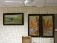 Pair of Continental/Eastern watercolours and a print