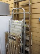 Parcel of metal and wooden various sized stepladders