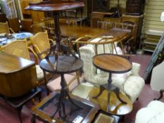 Parcel of furniture - glass topped two tier table, wine tables and a magazine rack etc