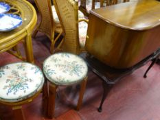 Parcel of miscellaneous furniture - pair of pine stools, polished wooden blanket box and a Long John