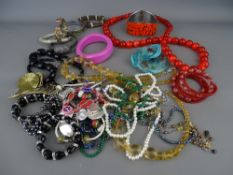 Mixed collection of various bangles, bracelets and necklaces etc