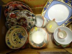Box of miscellaneous porcelain, Oriental, Masons Regency etc