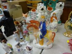 Staffs flatbacks - pair of dog spillholders, 'The Sultan', fox flatback, Red Riding Hood etc