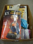 Movie board game, an ET animated boxed alarm clock and a quantity of Bling notebooks and pens etc