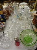 Mixed quantity of cut and other vases, table and drinking glassware