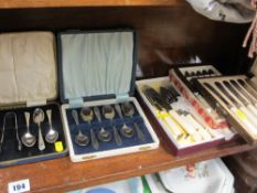 Five sets of silver plated cutlery