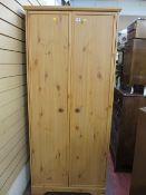 Pine two door wardrobe