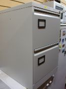 Light grey two drawer metal filing cabinet
