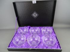 Cased set of six Edinburgh cut glass bowls
