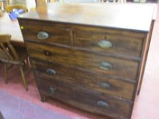Mahogany chest of two over three drawers with oval drop handles
