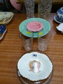 Two Queen Victorian Jubilee glass beakers, a commemorative Wedgwood pedestal stand and other