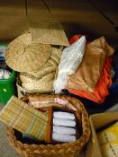Selection of wicker items, quantity of haberdashery and sewing related material etc