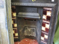 Victorian tiled cast iron fireplace slate surround