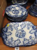 Flow blue dinner plates