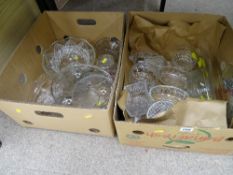 Mixed quantity of cut and other glass bowls, trays and containers