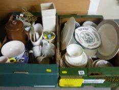 Two boxes of mixed china and household goods