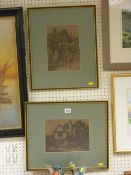 Pair of vintage prints entitled 'Old Cottage, Conwy'