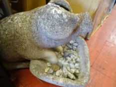 Good stoneware garden pig ornament