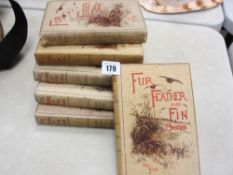 Series of six 'Fur, Feather and Fin' vintage books